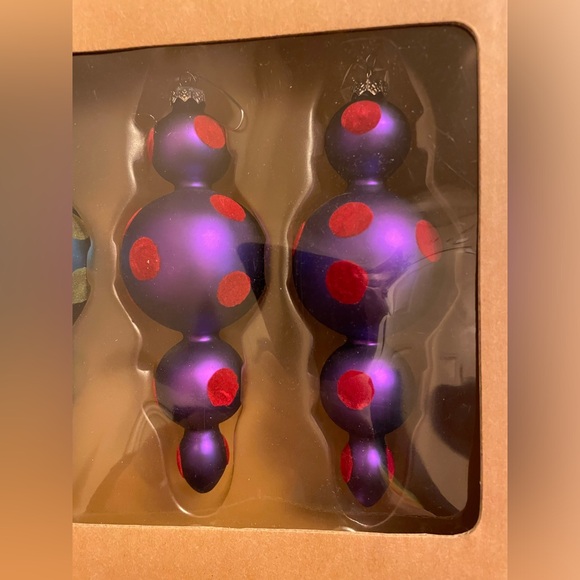 Old Navy Holiday Shop Colorful Good Cheer Blown Glass Ornaments Set of Three - Picture 3 of 4